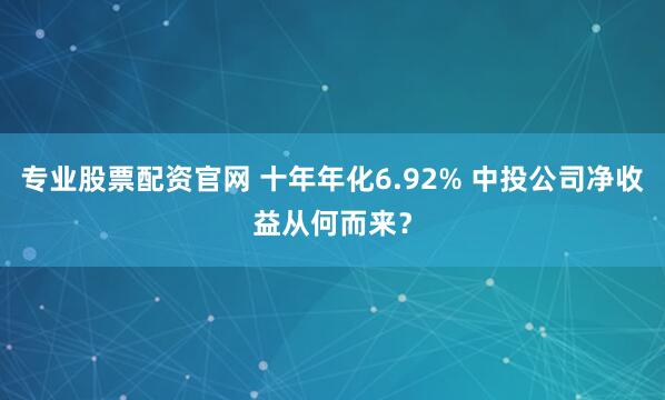 专业股票配资官网 十年年化6.92% 中投公司净收益从何而来？